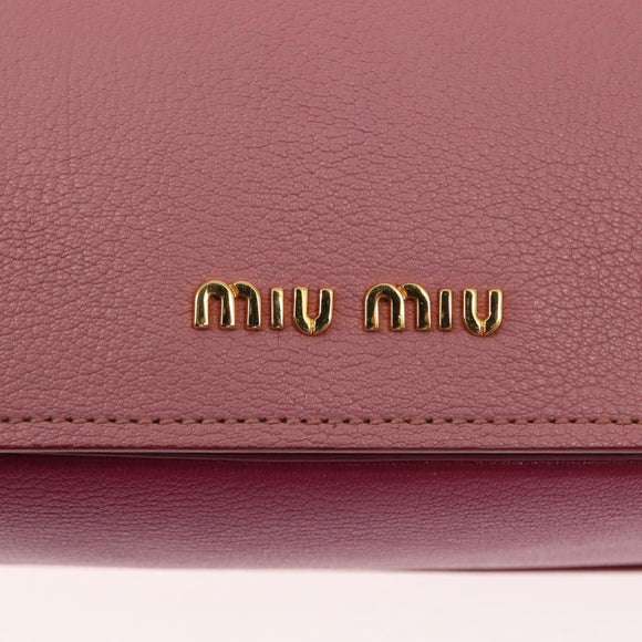 Miu Miu Madras Hand Bag Leather Pink Gold Auth 147888