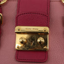 Miu Miu Madras Hand Bag Leather Pink Gold Auth 147888-9