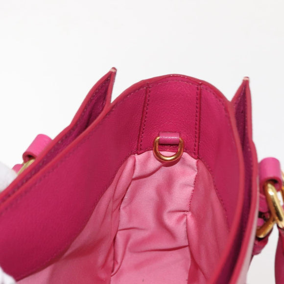 Miu Miu Madras Hand Bag Leather Pink Gold Auth 147888