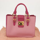 Miu Miu Madras Hand Bag Leather Pink Gold Auth 147888-25