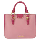 Miu Miu Madras Hand Bag Leather Pink Gold Auth 147888-2
