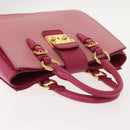 Miu Miu Madras Hand Bag Leather Pink Gold Auth 147888-6