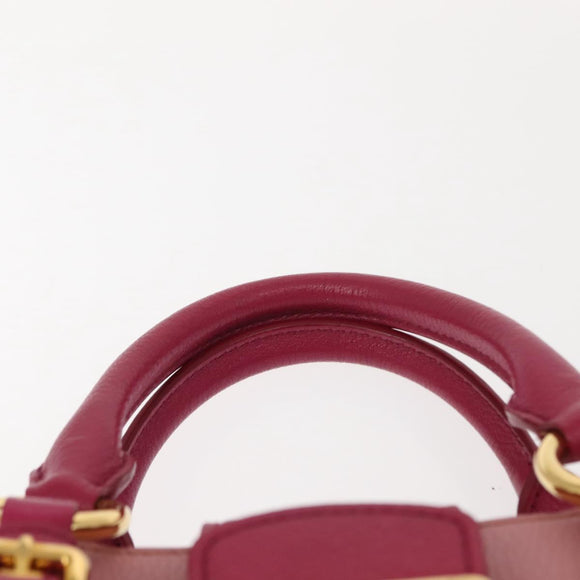 Miu Miu Madras Hand Bag Leather Pink Gold Auth 147888