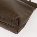 Salvatore Ferragamo Vala Shoulder Bag Leather Khaki Gold Auth 147889-11