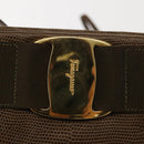 Salvatore Ferragamo Vala Shoulder Bag Leather Khaki Gold Auth 147889-14