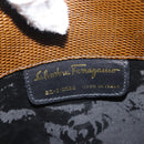 Salvatore Ferragamo Vala Shoulder Bag Leather Khaki Gold Auth 147889-15