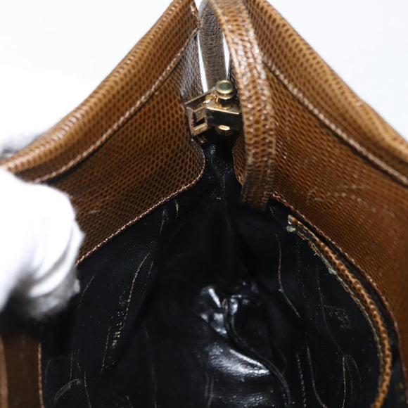 Salvatore Ferragamo Vala Shoulder Bag Leather Khaki Gold Auth 147889