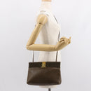 Salvatore Ferragamo Vala Shoulder Bag Leather Khaki Gold Auth 147889-20