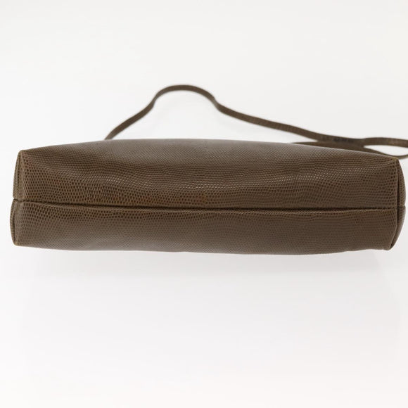 Salvatore Ferragamo Vala Shoulder Bag Leather Khaki Gold Auth 147889