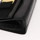 Salvatore Ferragamo Chain Vala Shoulder Bag Leather Black Gold Auth 147890-8