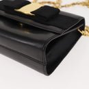 Salvatore Ferragamo Chain Vala Shoulder Bag Leather Black Gold Auth 147890-15