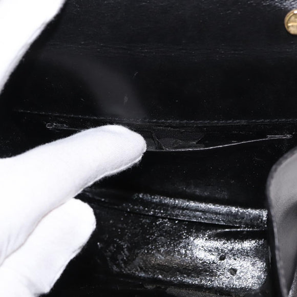 Salvatore Ferragamo Chain Vala Shoulder Bag Leather Black Gold Auth 147890