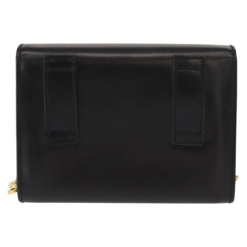 Salvatore Ferragamo Chain Vala Shoulder Bag Leather Black Gold Auth 147890 - 0