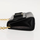 Salvatore Ferragamo Chain Vala Shoulder Bag Leather Black Gold Auth 147890-4