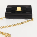 Salvatore Ferragamo Chain Vala Shoulder Bag Leather Black Gold Auth 147890-6