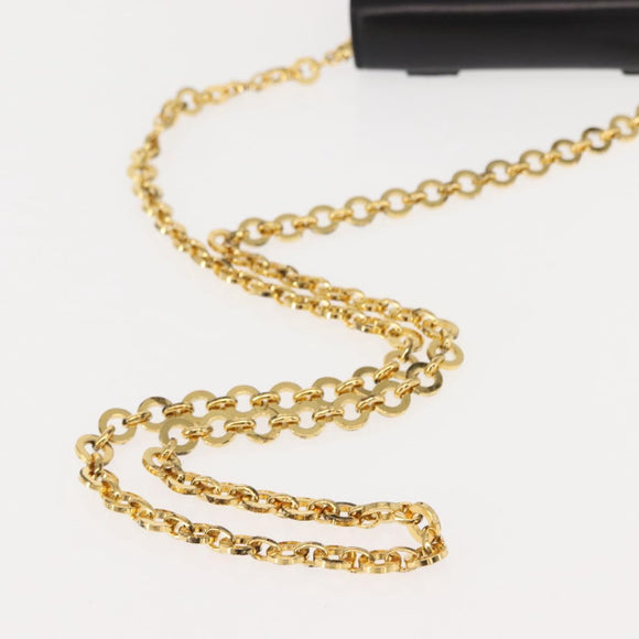 Salvatore Ferragamo Chain Vala Shoulder Bag Leather Black Gold Auth 147890