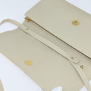 CELINE Shoulder Bag Leather Beige Gold Auth 147891-9