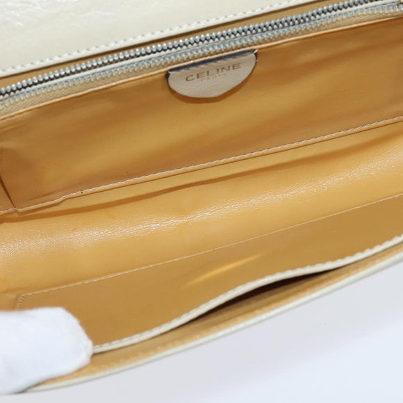 CELINE Shoulder Bag Leather Beige Gold Auth 147891