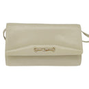CELINE Shoulder Bag Leather Beige Gold Auth 147891-13