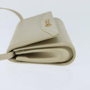 CELINE Shoulder Bag Leather Beige Gold Auth 147891-3