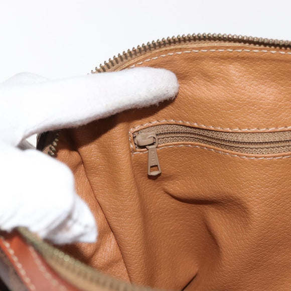 CELINE Macadam Canvas Hand Bag PVC Brown Gold Auth 147895