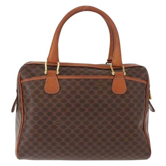 CELINE Macadam Canvas Hand Bag PVC Brown Gold Auth 147895