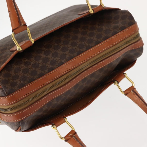 CELINE Macadam Canvas Hand Bag PVC Brown Gold Auth 147895