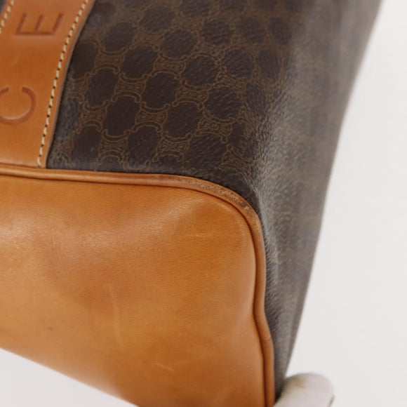 CELINE Macadam Canvas Hand Bag PVC Brown Gold Auth 147897