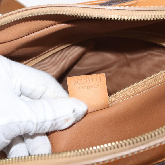 CELINE Macadam Canvas Hand Bag PVC Brown Gold Auth 147897