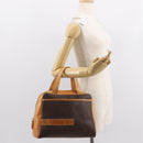 CELINE Macadam Canvas Hand Bag PVC Brown Gold Auth 147897-22