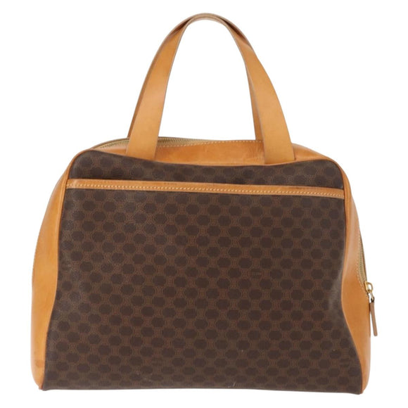 CELINE Macadam Canvas Hand Bag PVC Brown Gold Auth 147897
