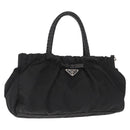 PRADA Hand Bag Nylon Black Silver Auth 147899-1