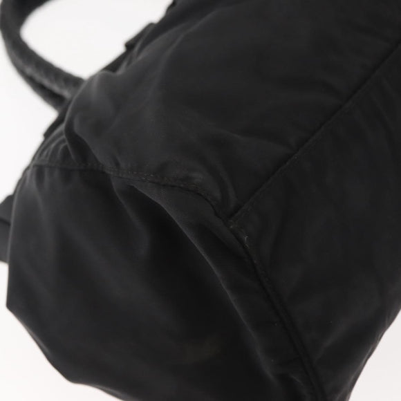 PRADA Hand Bag Nylon Black Silver Auth 147899