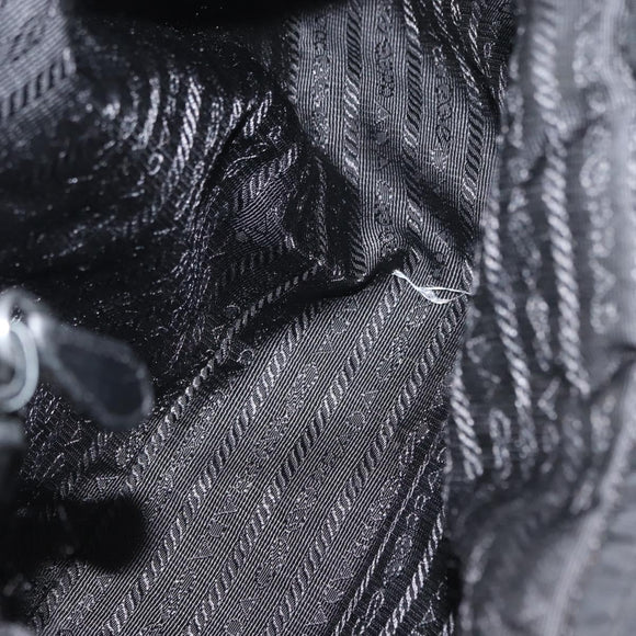 PRADA Hand Bag Nylon Black Silver Auth 147899