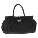 PRADA Hand Bag Nylon Black Silver Auth 147899-2