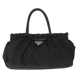 PRADA Hand Bag Nylon Black Silver Auth 147899 - 0