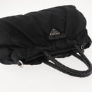 PRADA Hand Bag Nylon Black Silver Auth 147899-6