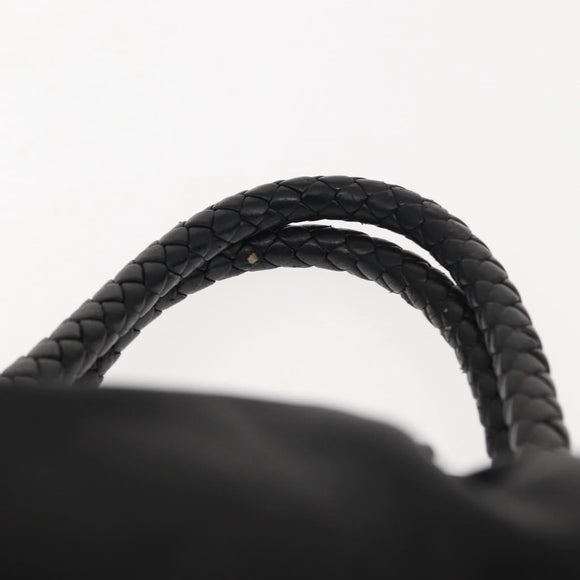 PRADA Hand Bag Nylon Black Silver Auth 147899