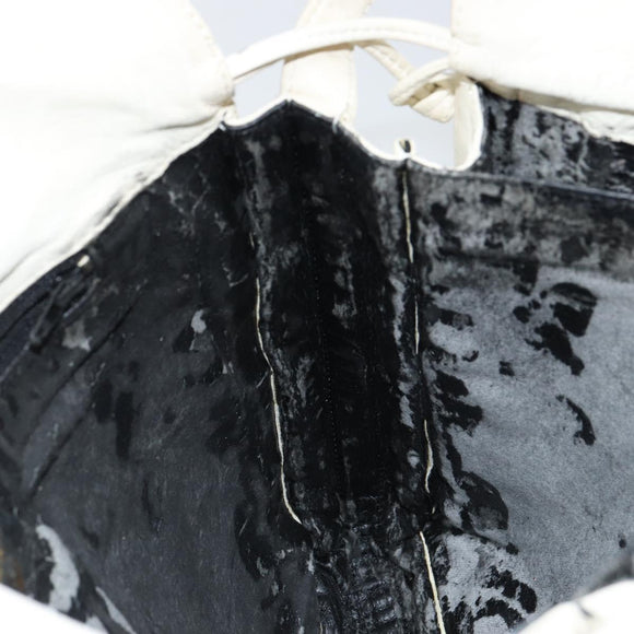 LOEWE Anagram Shoulder Bag Leather White Auth 147902