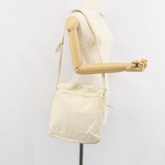 LOEWE Anagram Shoulder Bag Leather White Auth 147902