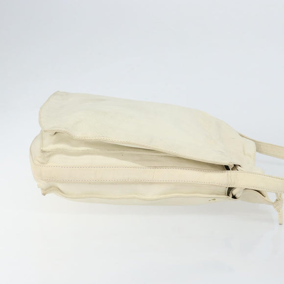 LOEWE Anagram Shoulder Bag Leather White Auth 147902