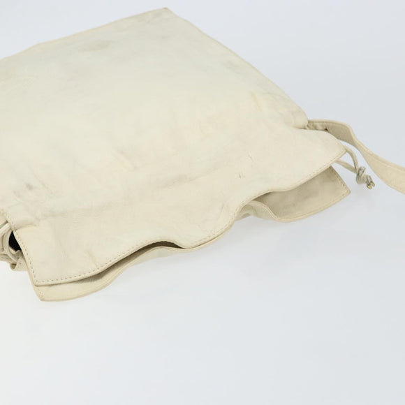 LOEWE Anagram Shoulder Bag Leather White Auth 147902