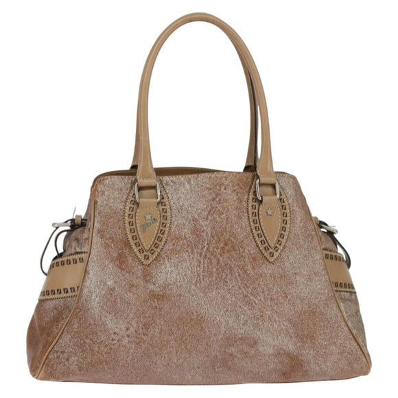 FENDI Etnico Hand Bag Leather Pink Auth 147903