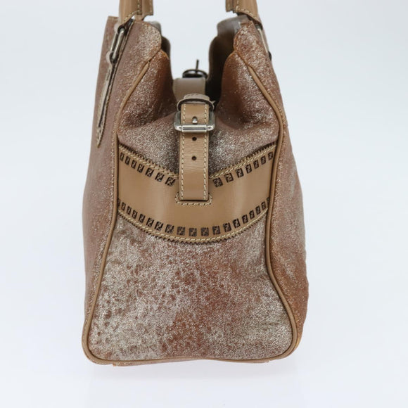 FENDI Etnico Hand Bag Leather Pink Auth 147903