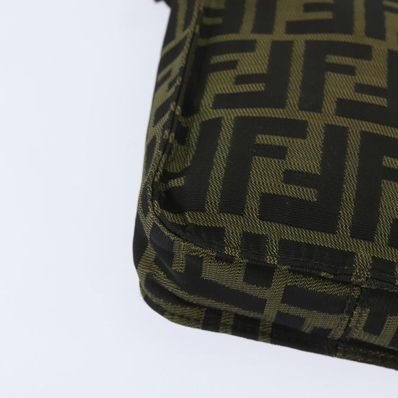 FENDI Zucca Canvas Shoulder Bag Brown Black Auth 147906