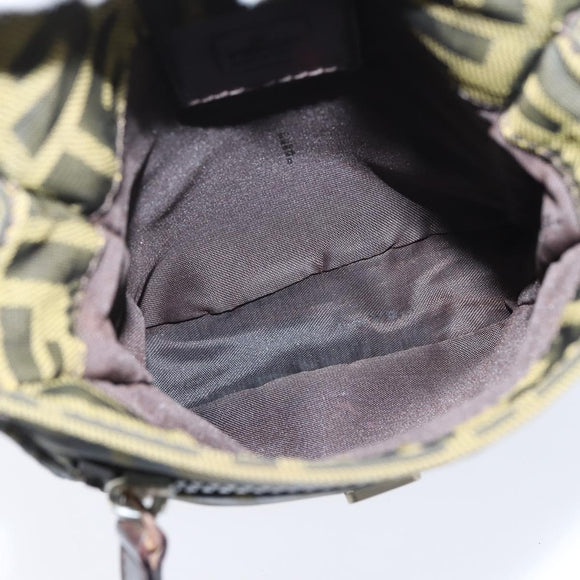 FENDI Zucca Canvas Shoulder Bag Brown Black Auth 147906