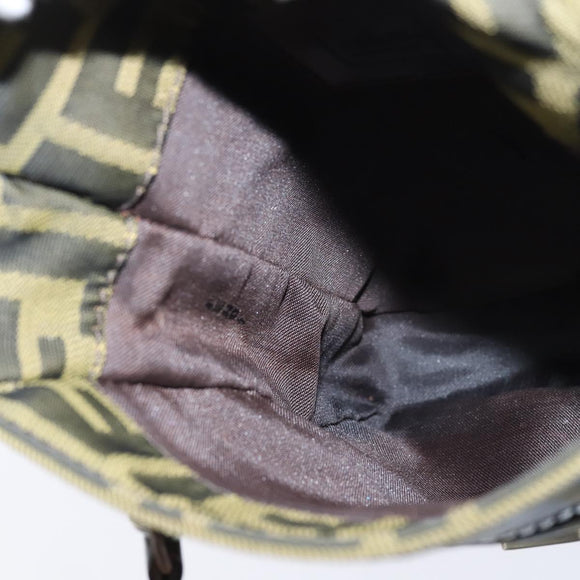 FENDI Zucca Canvas Shoulder Bag Brown Black Auth 147906