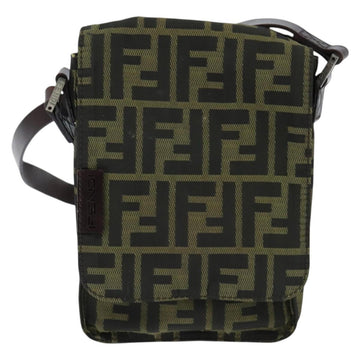 FENDI Zucca Canvas Shoulder Bag Brown Black Auth 147906 - 0