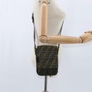 FENDI Zucca Canvas Shoulder Bag Brown Black Auth 147906-21