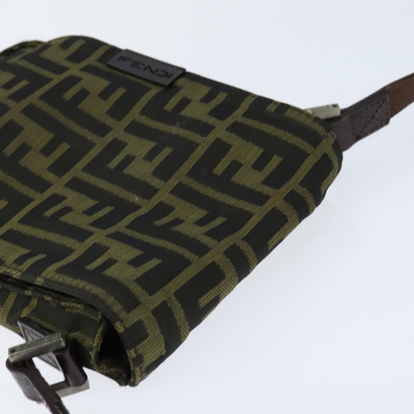 FENDI Zucca Canvas Shoulder Bag Brown Black Auth 147906